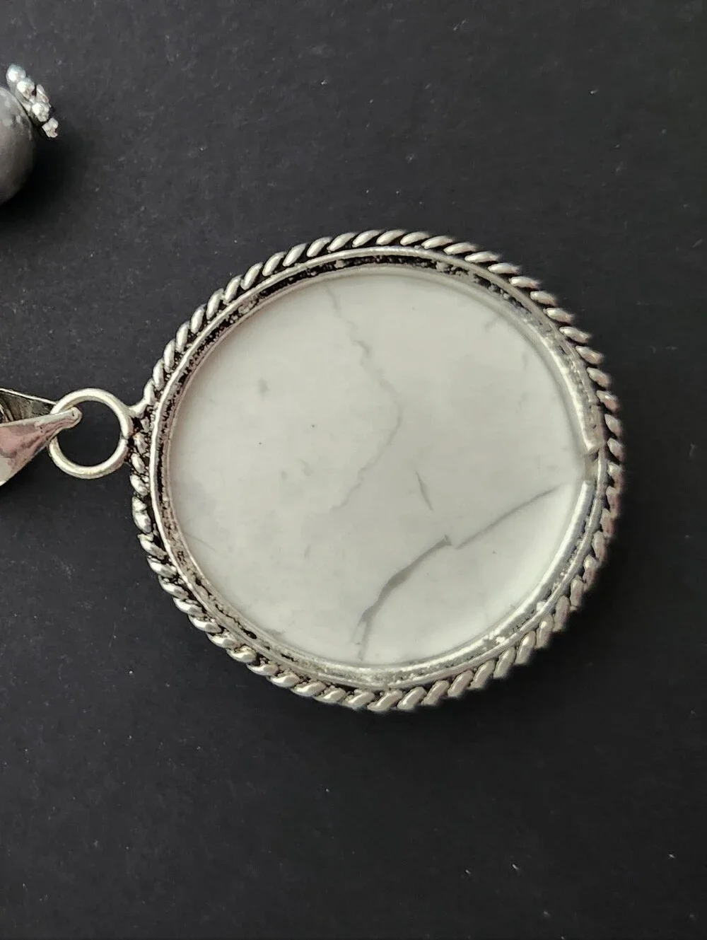 Howlite White Purse Charm or Keychain Opal  Paper Granite Handcrafted